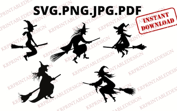 Flying Witch On The Broom SVG Bundle Witch SVG bundle Halloween Witch svg Bundle Flying Witch Set Bundle Flying Witch SVG Bundle