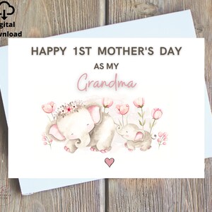 Tarjeta digital para el primer día de la abuela, descarga de tarjeta para el día de la abuela, tarjeta imprimible para el primer día de la madre para la abuela, primer día de la madre como mi abuela
