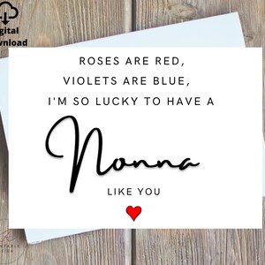 Feliz Dia dos Namorados Nonna Instant, Rosas São Vermelhas, Violetas São Azuis, Cartão de Dia dos Namorados, Cartão de Poema de Dia dos Namorados para Nonna, Cartão de Aniversário Nonna