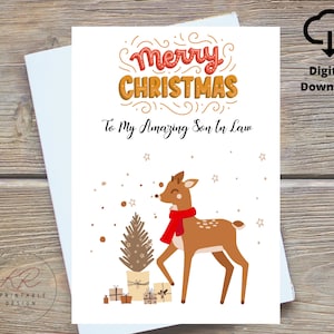 Frohe Weihnachten, meine erstaunliche Schwiegersohn druckbare Karte, spezielle Schwiegersohn digitale Weihnachtskarte druckbare, niedliche Schwiegersohn Weihnachtskarte