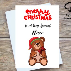 Frohe Weihnachten an eine ganz besondere Nichte druckbare Karte, Weihnachtskarte für eine besondere Nichte, Nichte Weihnachtskarte Digital druckbare