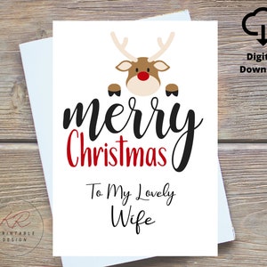 Cartão de Natal da esposa digital, Cartão de Natal para uma esposa incrível, Cartão de Natal fofo para a esposa, Download instantâneo de Natal da esposa, Cartões digitais