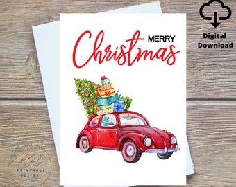 Merry Christmas Card, PRINTABLE Card, Digital Download, Holiday Card, Instant Download, Christmas Card for Friend, Merry Christmas Card