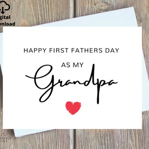 1st Fathers Day Card For Grandpa Printable, Personalised Grandpa Fathers Day Card, Happy 1st Fathers Day As My Grandpa, Gift for Grandpa