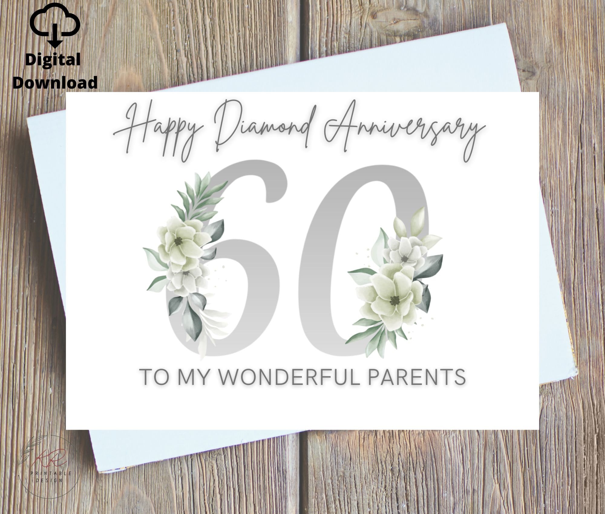 Diamond Wedding Anniversary Card For Mum And Dad - Personalised Diamond Wedding Anniversary Card For Mum And Dad -Pink & Posh