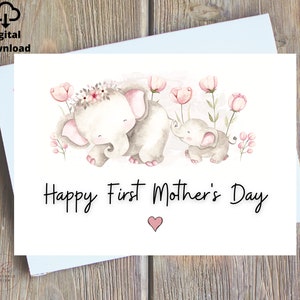 Feliz primer día de la madre imprimible, tarjeta digital para el primer día de la madre para mamá, feliz primer día de la madre, tarjeta digital para el primer día de la madre imprimible