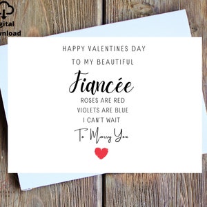 Valentijnsdagkaart verloofde voor haar, kan niet wachten om met je te trouwen Valentijnsdagkaart voor haar, verloofde-dagkaart voor vrouw om afdrukbaar te maken