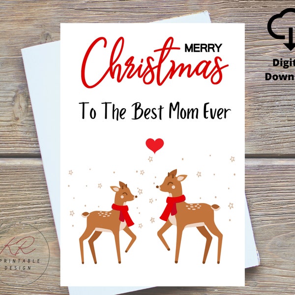 Merry Christmas To The Best Mom Ever Card, Best Mom Ever Christmas Card, Merry Christmas Card for Mom, Best Mum Christmas Instant Download