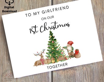 Girlfriend First Christmas Card, To My Girlfriend On Our First Christmas Together, 1st Christmas Card, Girlfriend 1st Christmas Card Digital
