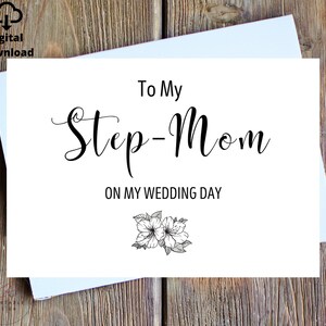 Para mi madrastra Tarjeta del día de mi boda, Tarjeta para mi madrastra, Tarjeta del día de la boda para madrastra, Tarjeta del día de la boda, Carta a tu madrastra