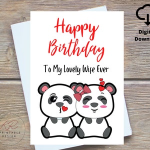 Feliz aniversário para minha adorável esposa para sempre cartão para impressão, cartão de aniversário da esposa, cartão de aniversário para ela, cartão de aniversário para impressão para esposa instantâneo