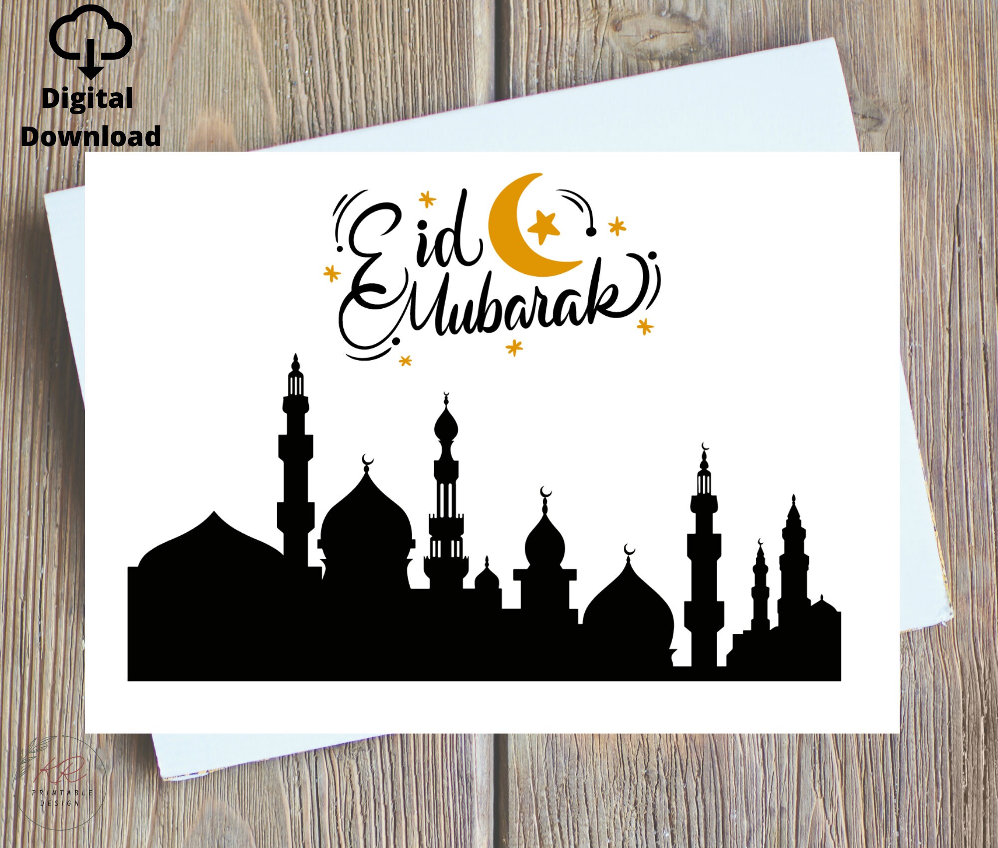 Eid Mubarak Printable Cards, Ramadan Eid Mubarak Digital Card Set of 4 ...