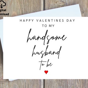 Carte imprimable Joyeuse Saint-Valentin à mon beau futur mari, futur mari carte de Saint-Valentin numérique, à mon beau futur mari