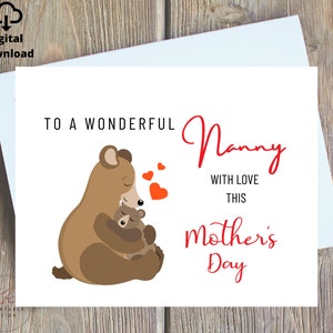 Carte de fête des mères nounou, carte de fête des mères heureuse pour nounou, carte de fête des mères pour nounou, carte de fête des mères grands-parents, carte spéciale nounou