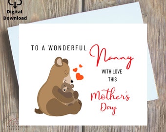 Nanny Mothers Day Card, Happy Mothers Day Card For Nanny, Mothers Day Card For Nanny, Grandparent Mothers Day Card, Nanny Special Card