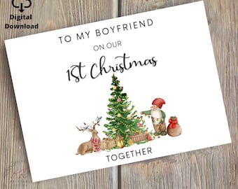 Boyfriend First Christmas Card, To My Boyfriend On Our First Christmas Together, 1st Christmas Card, Boyfriend 1st Christmas Card Digital