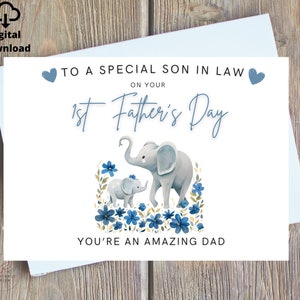 Al nostro fantastico genero per il primo giorno del papà, biglietto di auguri per il primo giorno del papà per genero, biglietto personalizzato per il primo giorno del papà per genero digitale