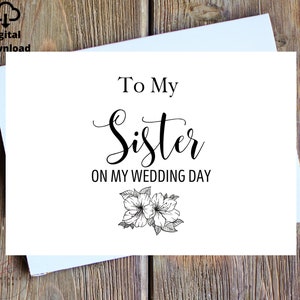 An meine Schwester an meinem Hochzeitstag Karte An meine Schwester Karte, Hochzeitstag Karte an Schwester, Hochzeitstag Karte, Brief an Ihre Schwester am Hochzeitstag