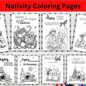 Christmas Nativity Themed Coloring Pages For Kids, Christmas Coloring Pages, Christmas Coloring Sheets, Christmas Nativity Coloring Pages