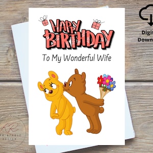 Feliz aniversário para minha maravilhosa esposa, cartão para impressão, cartão de aniversário para esposa, cartão de aniversário para ela, cartão de aniversário para impressão para esposa instantâneo