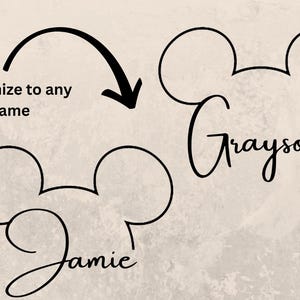 Nom de Mickey personnalisé SVG, Svg de nom de famille Mickey Mouse, nom de famille Disney vacances Svg, fichier SVG personnalisé de nom de famille de voyage Disney