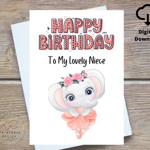 Carte imprimable Joyeux anniversaire à ma belle nièce, carte d'anniversaire nièce numérique, carte d'anniversaire pour nièce, carte d'anniversaire imprimable pour nièce