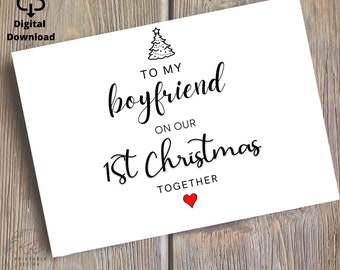 Boyfriend First Christmas Card, To My Boyfriend On Our First Christmas Together, 1st Christmas Card, Boyfriend 1st Christmas Card Digital