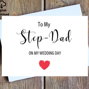 Tarjeta para mi padrastro en el día de mi boda, Tarjeta para mi padrastro, Tarjeta del día de la boda para el padrastro, Tarjeta del día de la boda, Carta para tu padrastro
