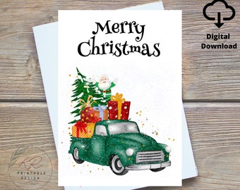 Merry Christmas Card, PRINTABLE Card, Digital Download, Holiday Card, Instant Download, Christmas Card for Friend, Merry Christmas Card
