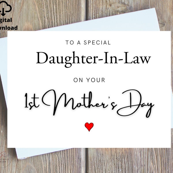 Daughter In Law 1st Mother's Day Card Printable, To My Amazing Daughter In Law First Mother's Day Card Digital Print Instant Download