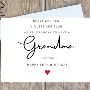 Oma Valentinstag Karte für sie Druckbare, personalisierte Oma Geburtstagskarte, Oma Geburtstagskarte Gedicht Geschenk, spezielle Karte für Oma