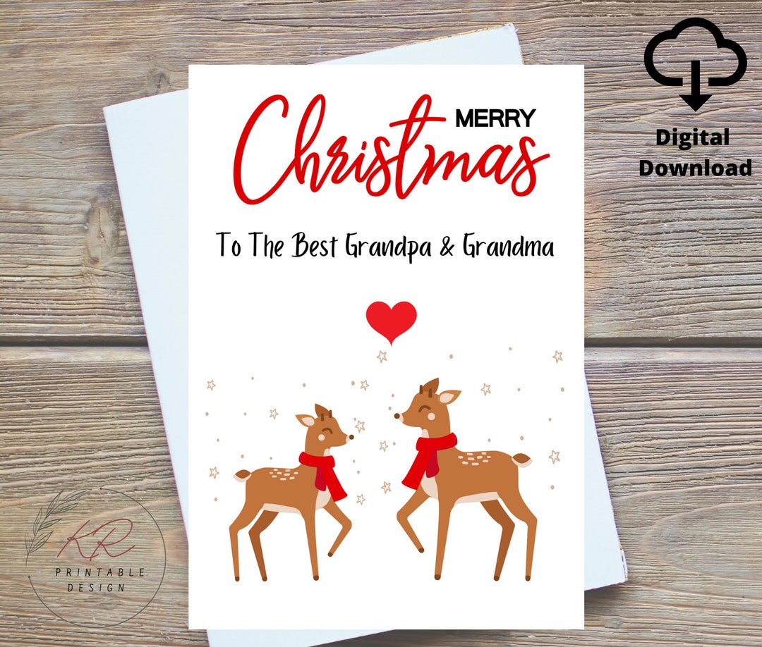 merry christmas to the best grandpa & grandma printable card, christmas card for grandparents, merry christmas card for grandpa and grandma - etsy