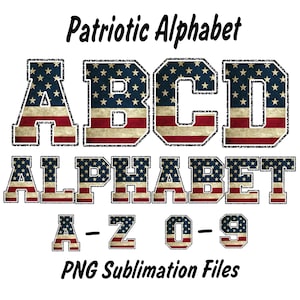 Alfabeto Patriótico PNG, 4 de julho, Dia da Independência, American Glitter Alphabet Clipart, Sublimação, Retro América png