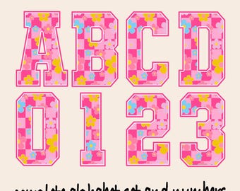 Rosa Karierte Sommer Alphabet Buchstaben, Erster Sommer Varsity, beliebt Trendy, Sport Brief, niedliche Sommerleben PNG Buchstaben, Sublimation Design