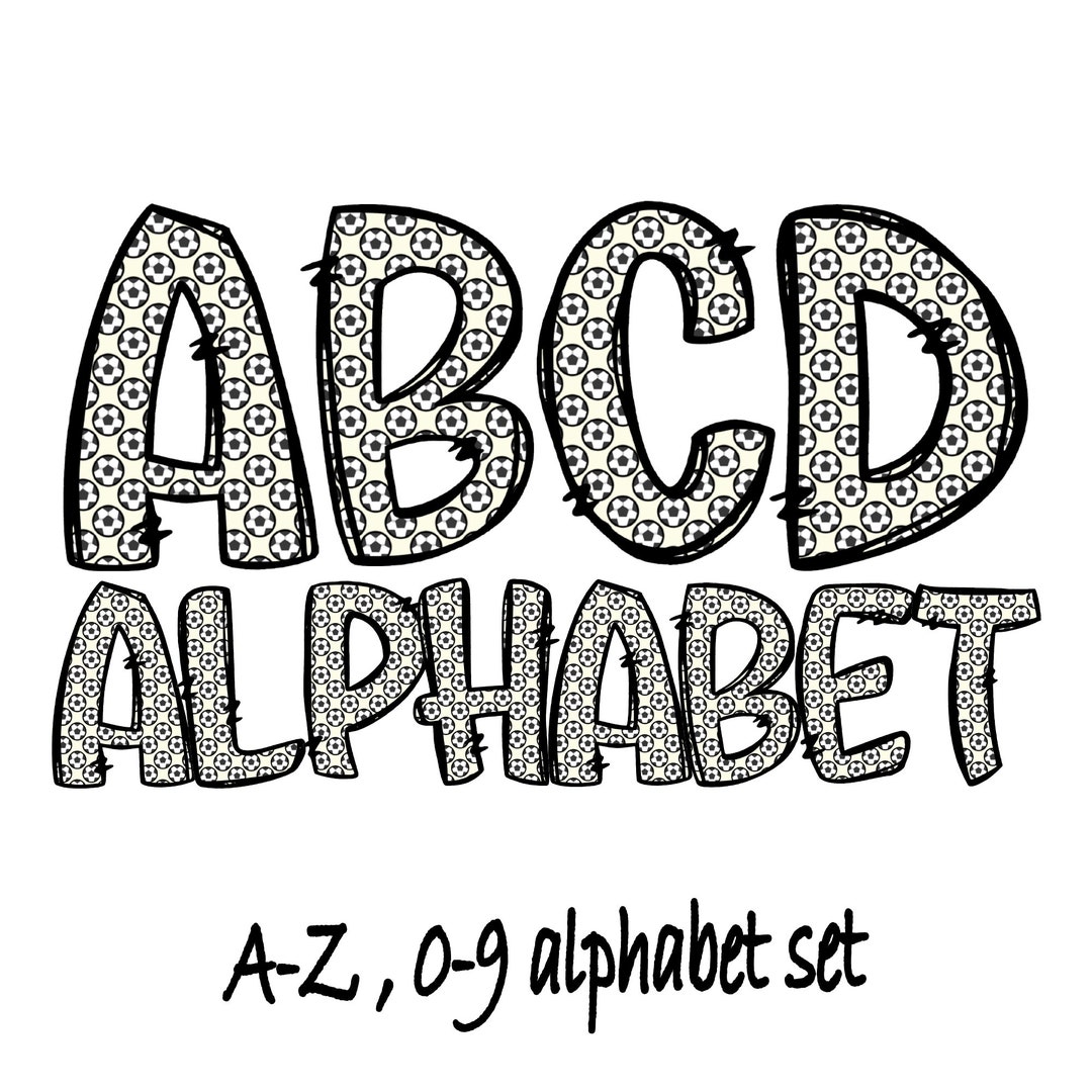 Football Alphabet Letters PNG, Football Sports Doodle Letters