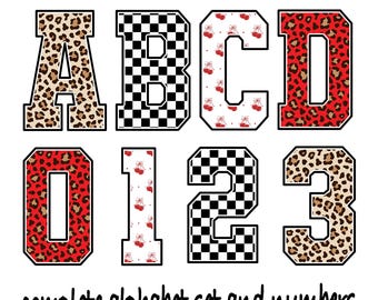 Leopard Print Alphabet letters and number Set Clipart, Sport Alphabet png, Leopard mama png, png Print File For Sublimation