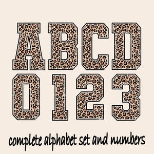 Conjunto de letras y números del alfabeto negro de leopardo, clipart, alfabeto deportivo png, mamá leopardo png, archivo de impresión png para sublimación