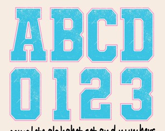 Distressed Sommer Alphabet Bundle, süßes Sommerleben PNG Briefe, Sublimationsdesign, trendiger Sommer Png, Türkis Png, digitaler Download