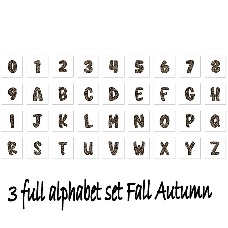 Fall Alphabet Numbers Fall Doodle Alphabet Bundle, Autumn PNG Letters, A-Z Upper Case Font ...