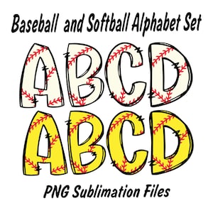 Baseball Doodle Letters and Softball Doodle Letters PNG, Baseball mama, Softball Letters Alphabet Bundle PNG,Sublimation Designs Downloads