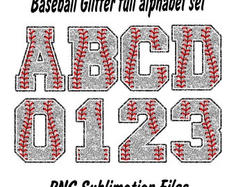 Letras de brillo de béisbol PNG, deportes de béisbol, alfabeto deportivo png, letras alfa de imágenes prediseñadas, universidad, escuela, descargas de diseños de sublimación
