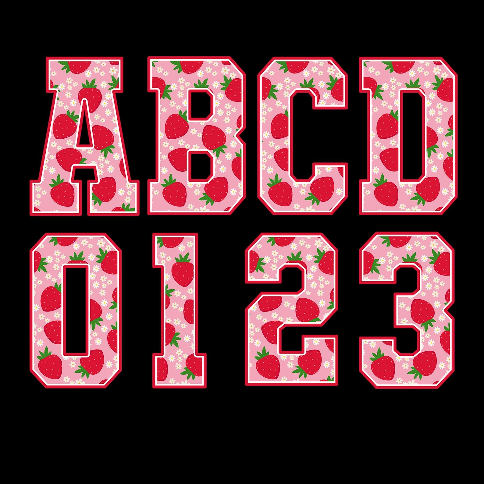 Strawberry Berry Sport Letters ,first Summer Varsity, Popular Trendy ...