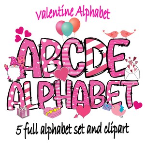Valentine&#39;s Day Alphabet PNG, Love Heart PNG Letters, Numbers & Accessories, Valentine Alphabet PNG, Clipart Png, sublimate designs download