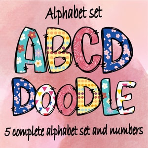 Cute School Doodle Alphabet Bundle, School Letters, Teacher Doodle letters, Doodle Letters PNG, School, Back to School, Instant Download