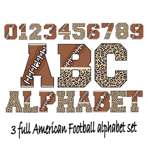 Football Alphabet Letters And  Numbers  Png Bundle, Football Sports Letters, leopard, Football Font, Sublimation Alpha Set, Instant Download