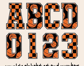 Basketball Checkered Letters PNG, sport alphabet png, Clipart Alpha Letters & Number, College, School, Sublimation Designs Downloads