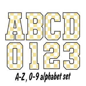 Alfabeto xadrez amarelo claro e números xadrez, letras do alfabeto, arquivo PNG, números de corrida, png de corrida, download instantâneo