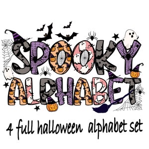 BUNDLE Halloween Alphabet PNG, Halloween Doodle, Halloween PNG Letters,Numbers & Accessories, Pink Halloween Clipart,Witch Ghost Pumpkin Bat