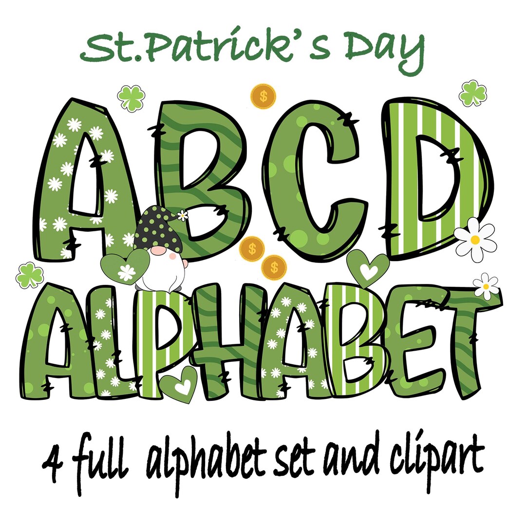 Letter Rst Patrick St. Patrick's Day Alphabet Png Files Bundle, St. Patrick's Day Doodle ...