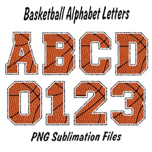 Letras de baloncesto PNG, Deportes de baloncesto, alfabeto deportivo png, Letras y números alfa de imágenes prediseñadas, Universidad, Escuela, Descargas de diseños de sublimación